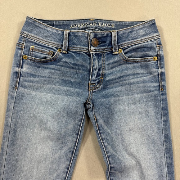 American Eagle Pants Women's 00 Long Med Wash Bootcut Jeans Super Stretch - Picture 2 of 8